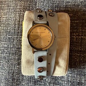 Rebecca Minkoff Silver Watch with Gray Studded Strap